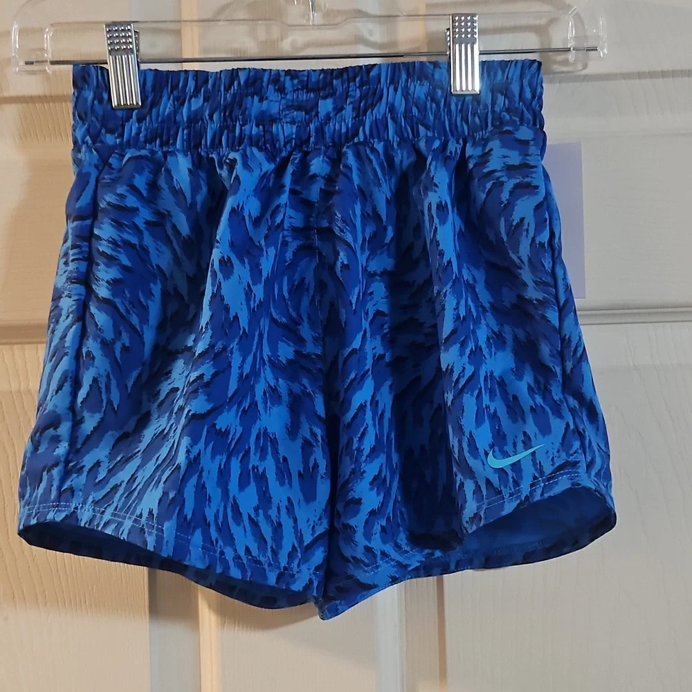 Nike Girls’ One Woven High Rise Printed Shorts: BLUE: NEW WITH TAGS: SIZE XS
